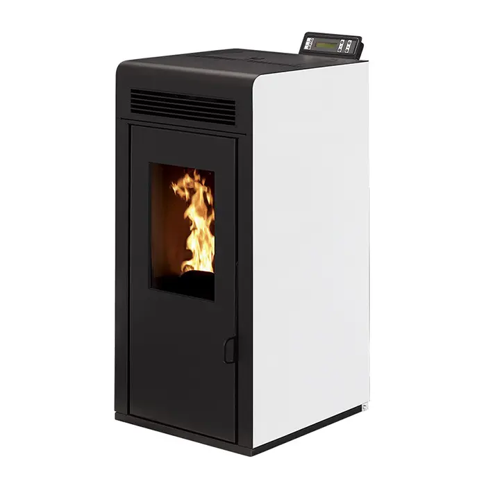 Photo Poêle à granule étanche gamme Premium Interstoves Ariana 8 KW noir et blanc