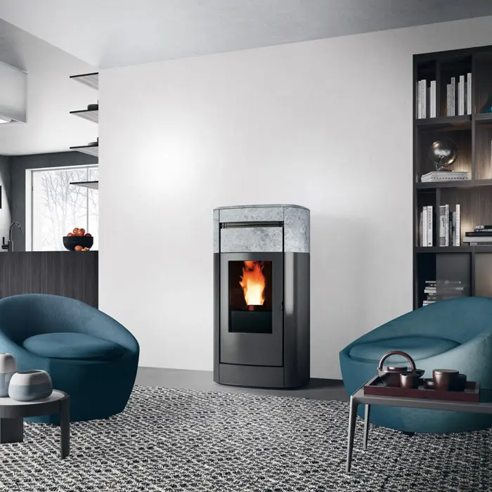 Photo Poêle à Granules étanches Référence Vyda Evo 2 10 Kw effet pierre