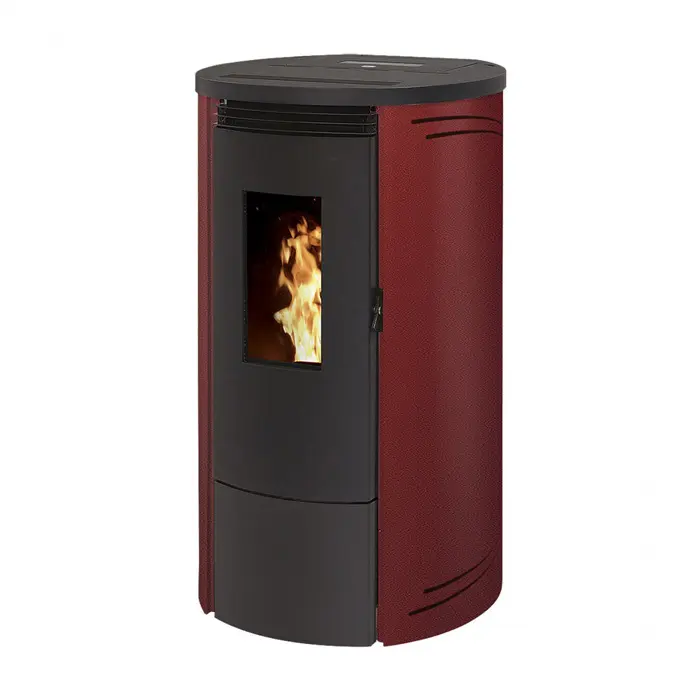 Poêle Padova 9 Kw Étanche Gamme Luxe d'INTERSTOVES rouge et noir